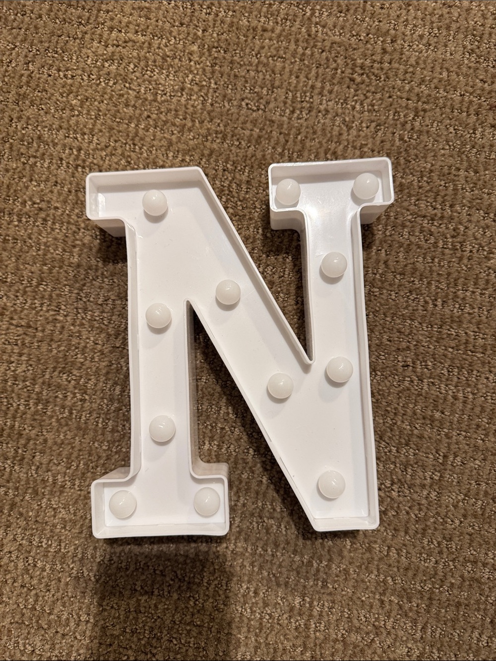 Source Unknown White Light-Up Letter N Decor